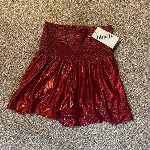 Blue b red shimmery high waisted shorts.